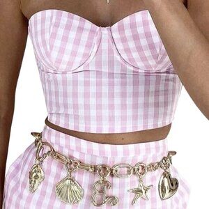 ZARA X BARBIE PINK WHITE GINGHAM MATTEL BUSTIER